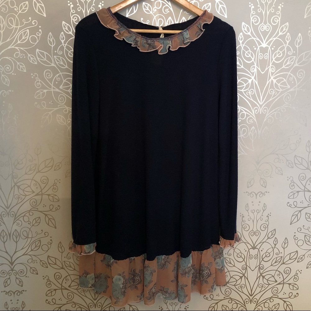 Navy Blue and Floral Tunic